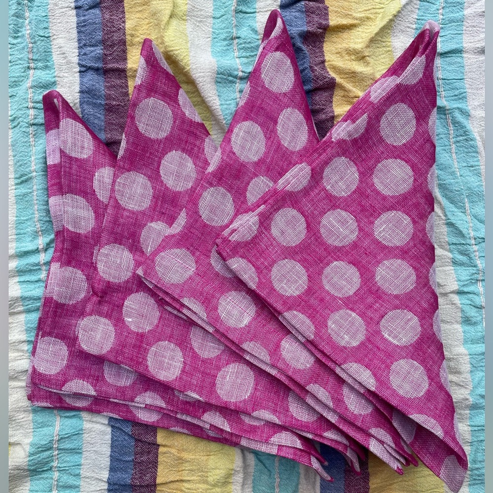 Deborah Rhodes Pink Linen Dot Napkins (Set of 4)